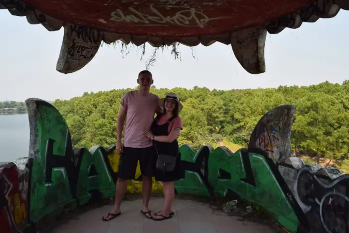 Inside the dragon's mouth at the abandoned water park in Hue