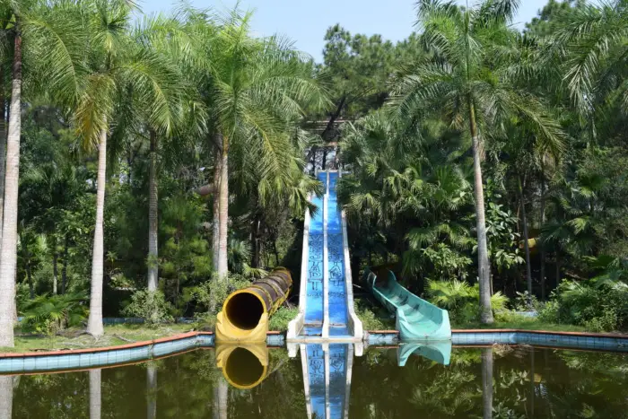 The slides at the abandoned water park in Hue