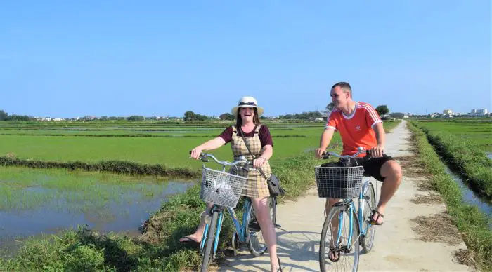 Cycling around the rice paddies in Hoi An