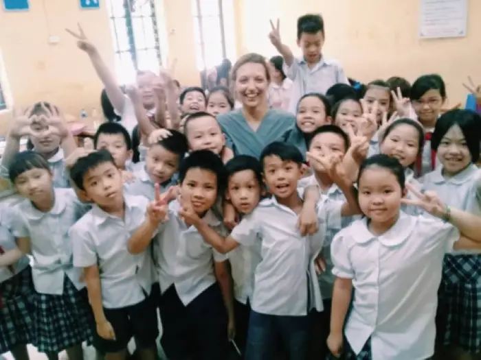 Nicole with her students - Photo by Nicole Copestake