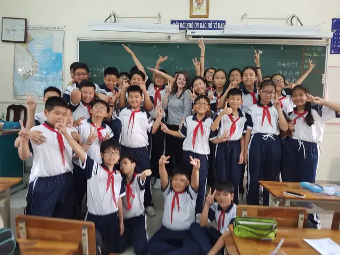 Grade 6 group photo in Ho Chi Minh City