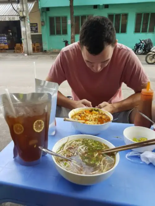 Eating Pho at a local restaurant