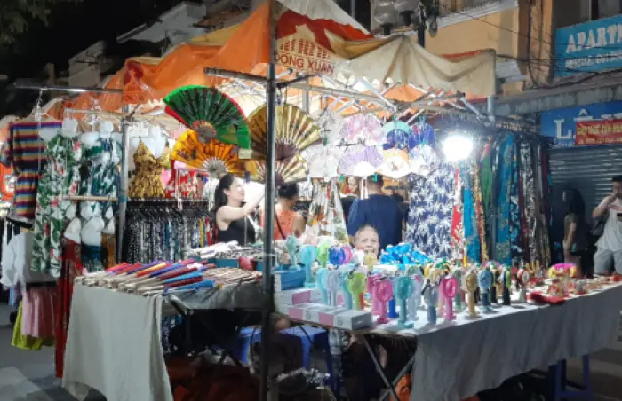 A stall selling trinkets on Hanoi Night market