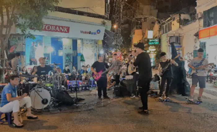 The band on Beer Street in Hanoi
